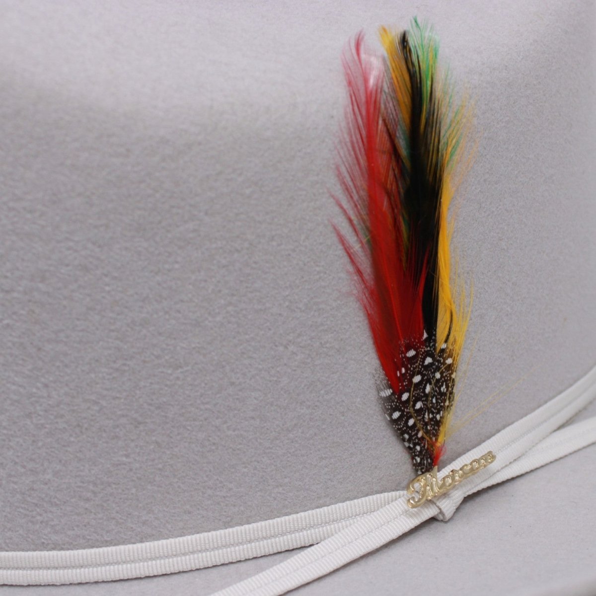 20X Morcon Felt Hat Sinaloa Style with Feathers - Platinum Grey - Rodeo Durango