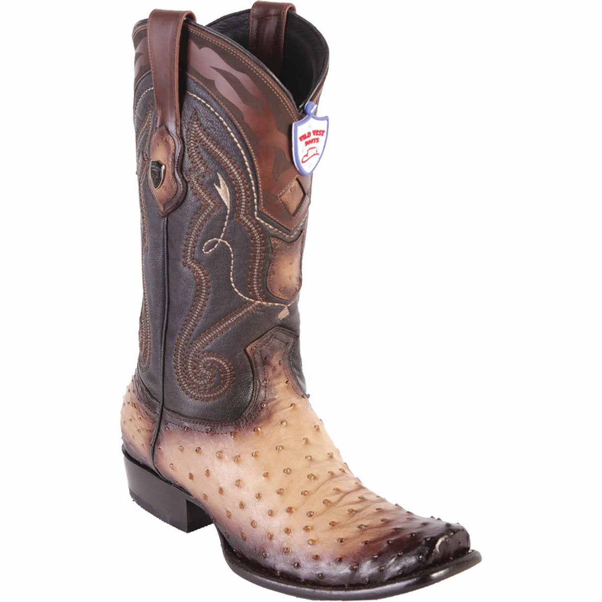 Western Original Ostrich Boots Dubai Square Toe Faded Oryx Color - Wild West Boots side