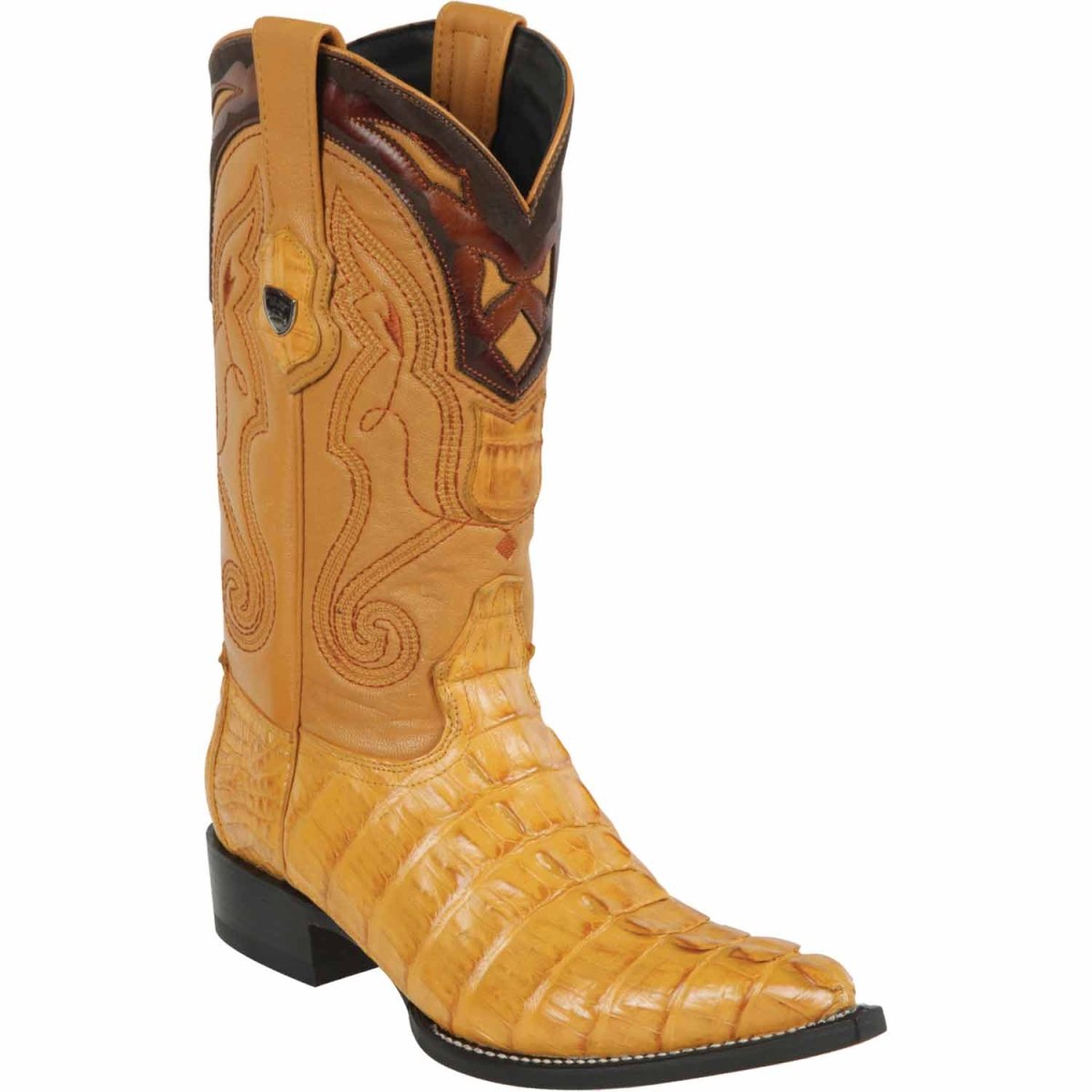 Wester Genuine Caiman Tail 3X Toe Boots Buttercup COlor - Wild West Boots - SIde View