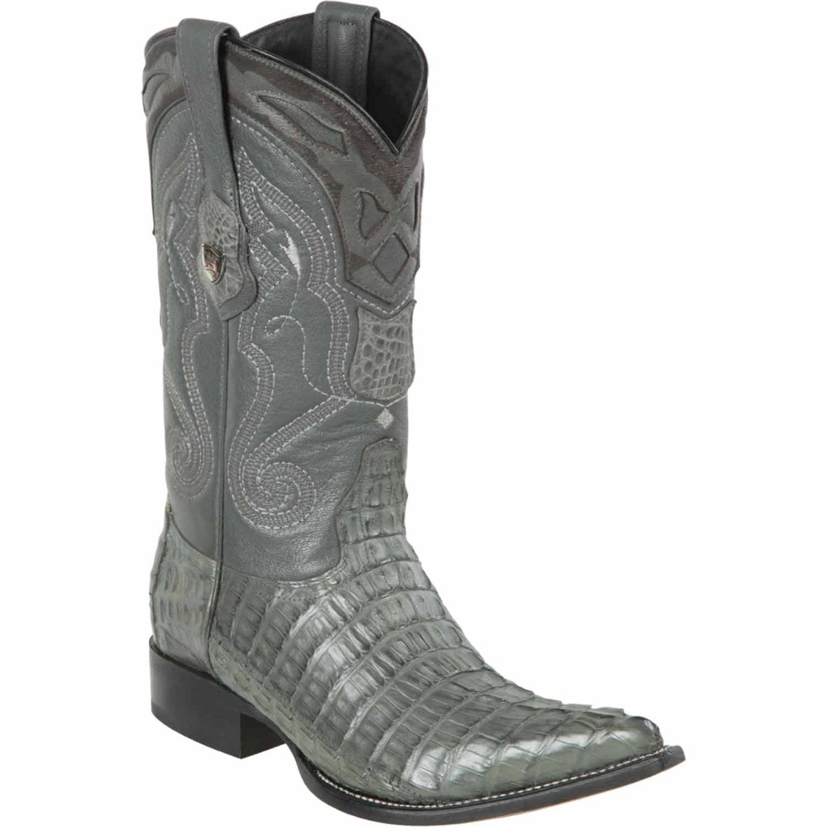 Western Genuine Caiman Tail 3X Toe Boots Gray Color- Wild West Boots - SIde View