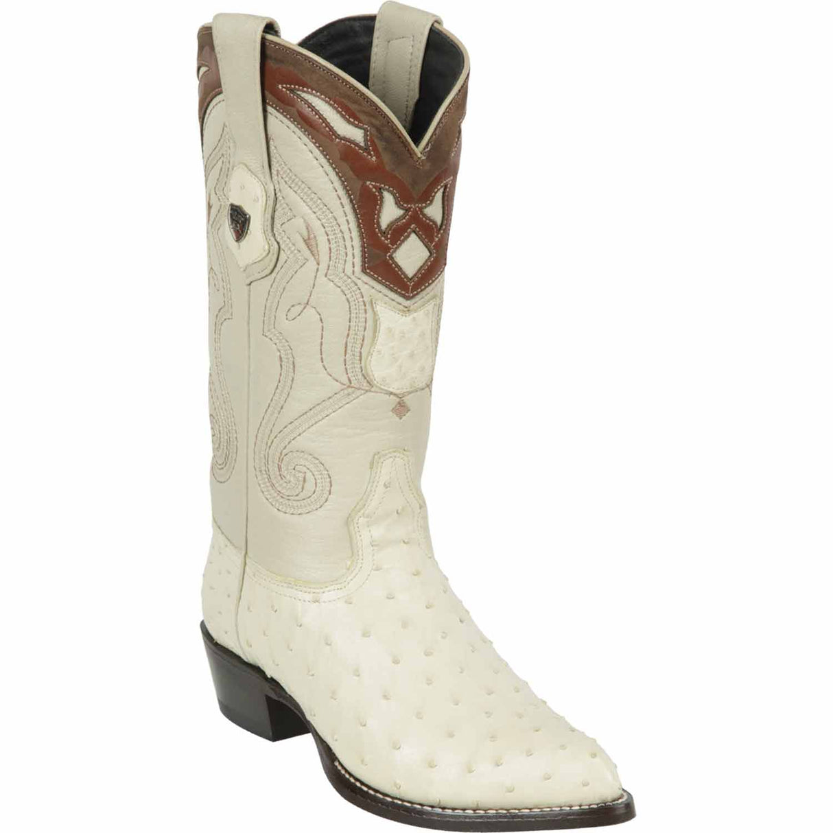 Western Original Ostrich Boots J-Toe Winterwhite Bone Color - Wild West Boots