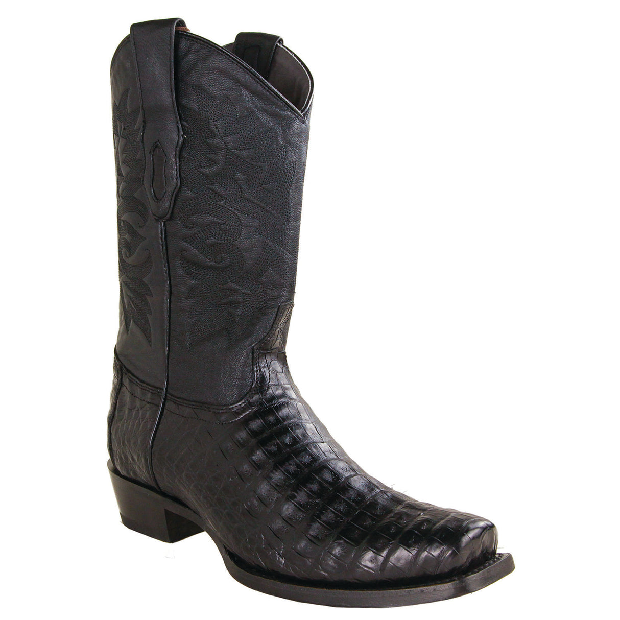 Wester GEnuine Caiman Belly Square Toe Boots Black Color - Los Altos Boots - Side View