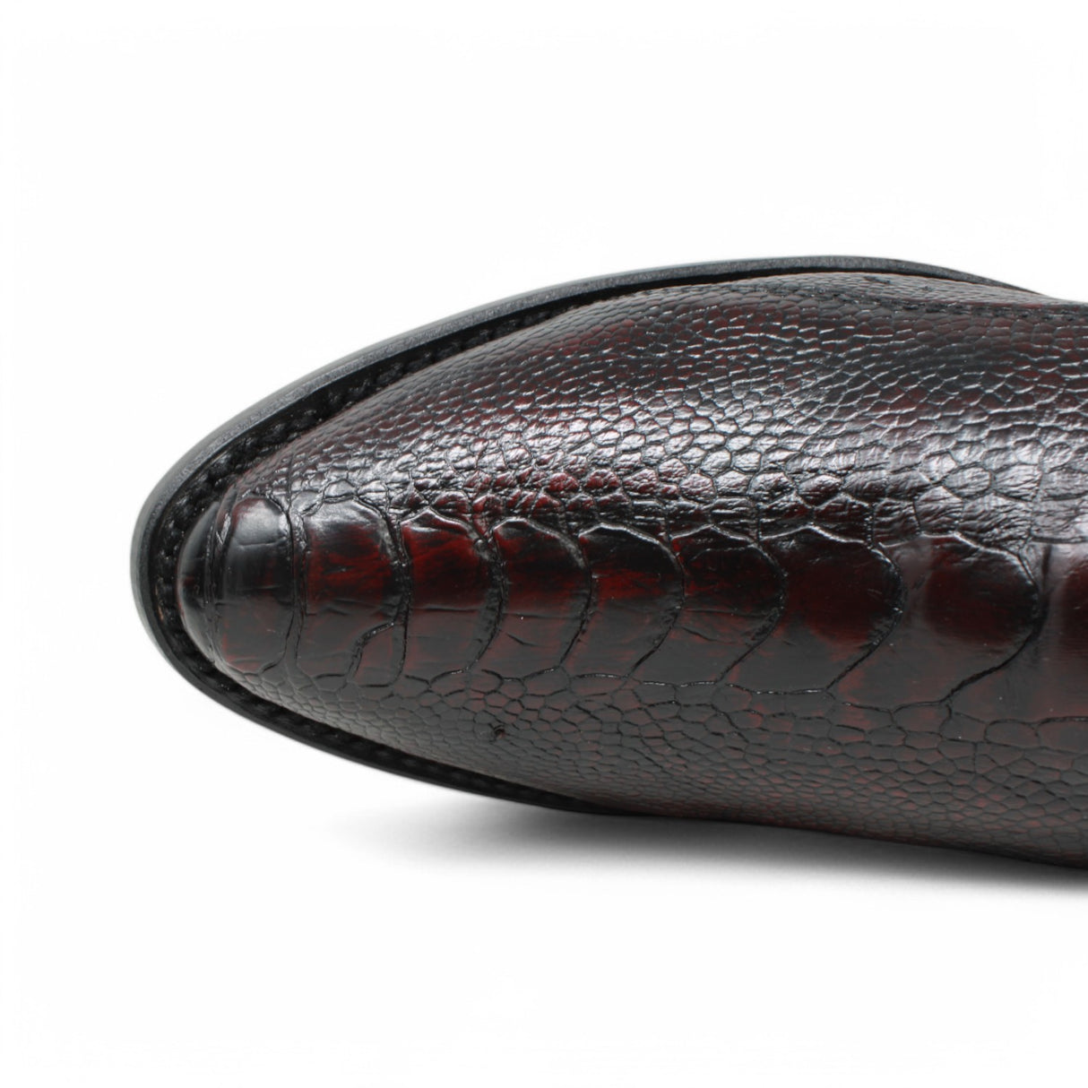 Botas de Pata de Avestruz Original Punta Oval Color Negro Rojizo - Los Altos Boots