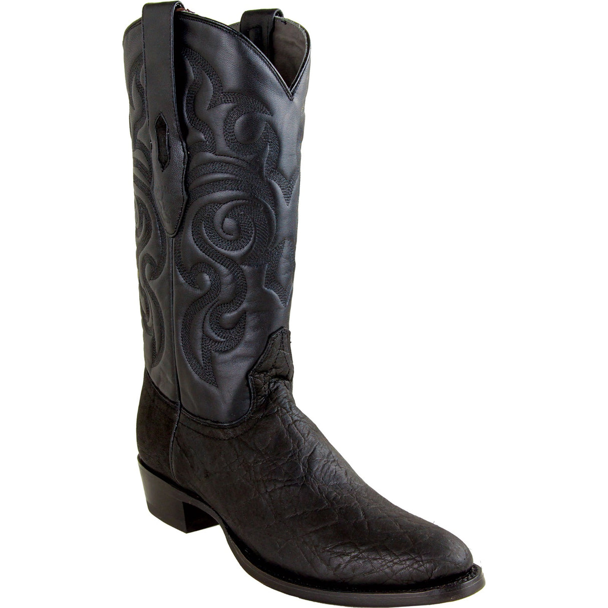Western Genuine Elephant Boots Round Toe Black Color - Los Altos Boots side view