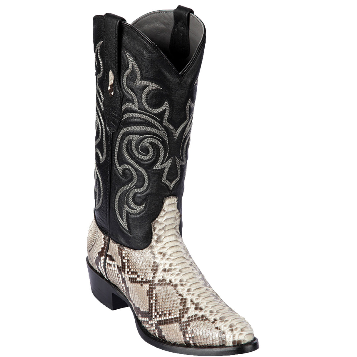 Western Genuine Python Oval Toe Boots Natural Color - Los Altos Boots - Side View