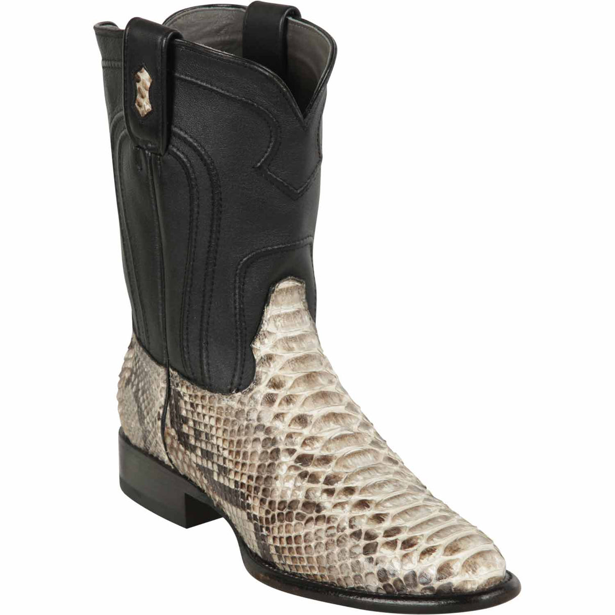 Western Genuine Python Round Toe Roper Boots Natural Color – Los Altos Boots – Side View