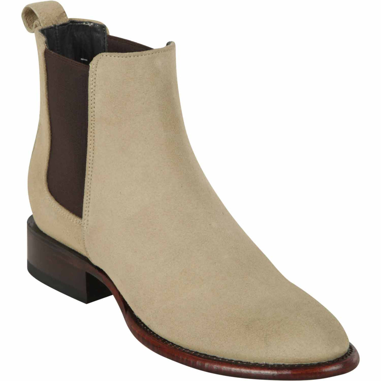 Western Genuine Leather Roper Ankle Boot Oryx Color - Los Altos Boots Side View