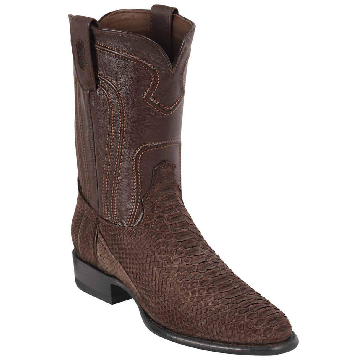 Men's Los Altos Original Python Boots Roper Toe - Brown Nubuck 69N5707 - Los Altos Boots