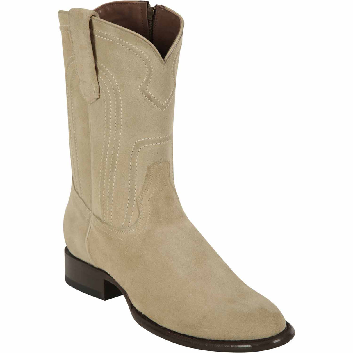 Western Genuine Suede Roper Round Toe Boots With zipper Oryx Color - Los Altos Boots - Side View