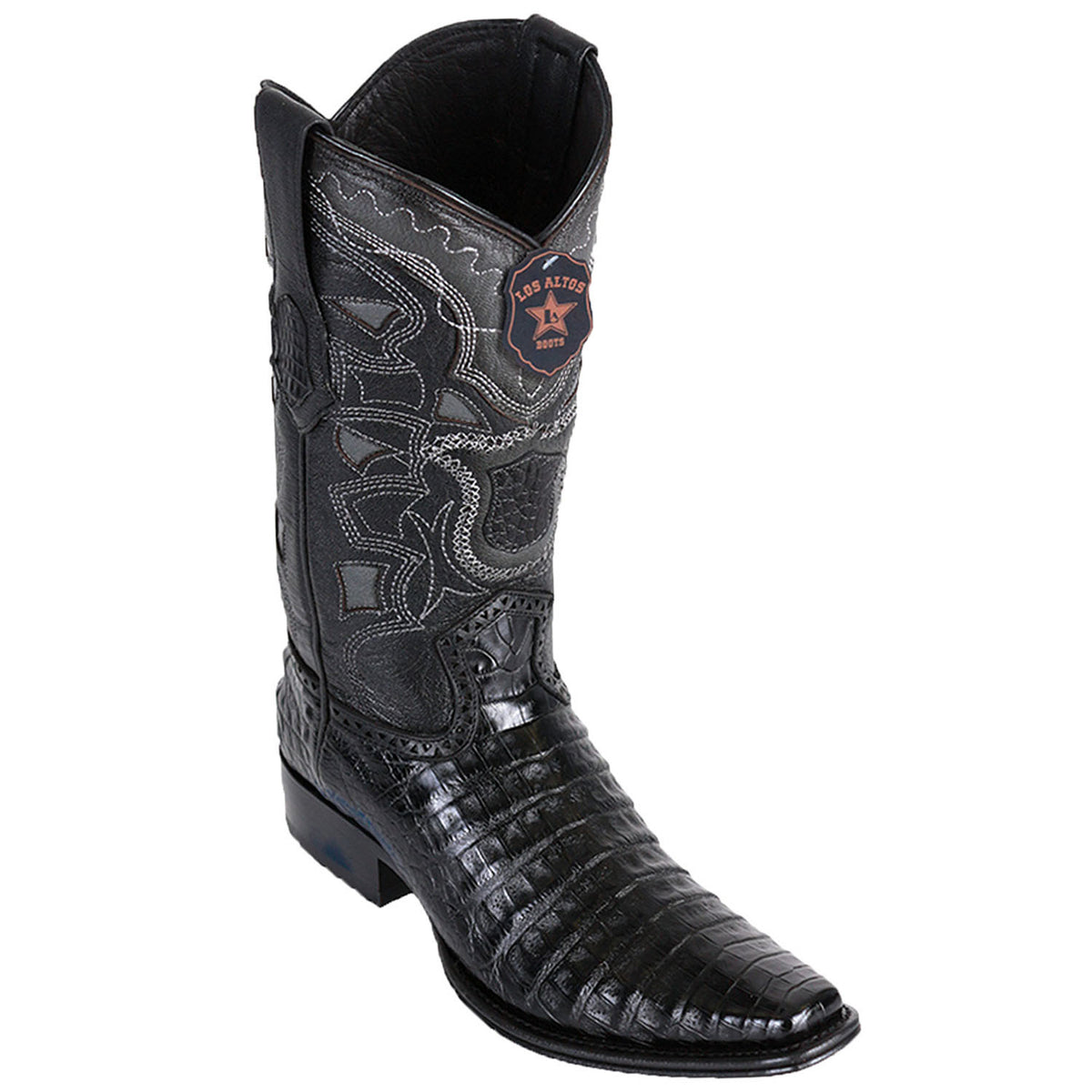 Botas de Caiman Panza Original Punta Cuadrada Para Dama Color Negro - Los Altos Boots main image 0