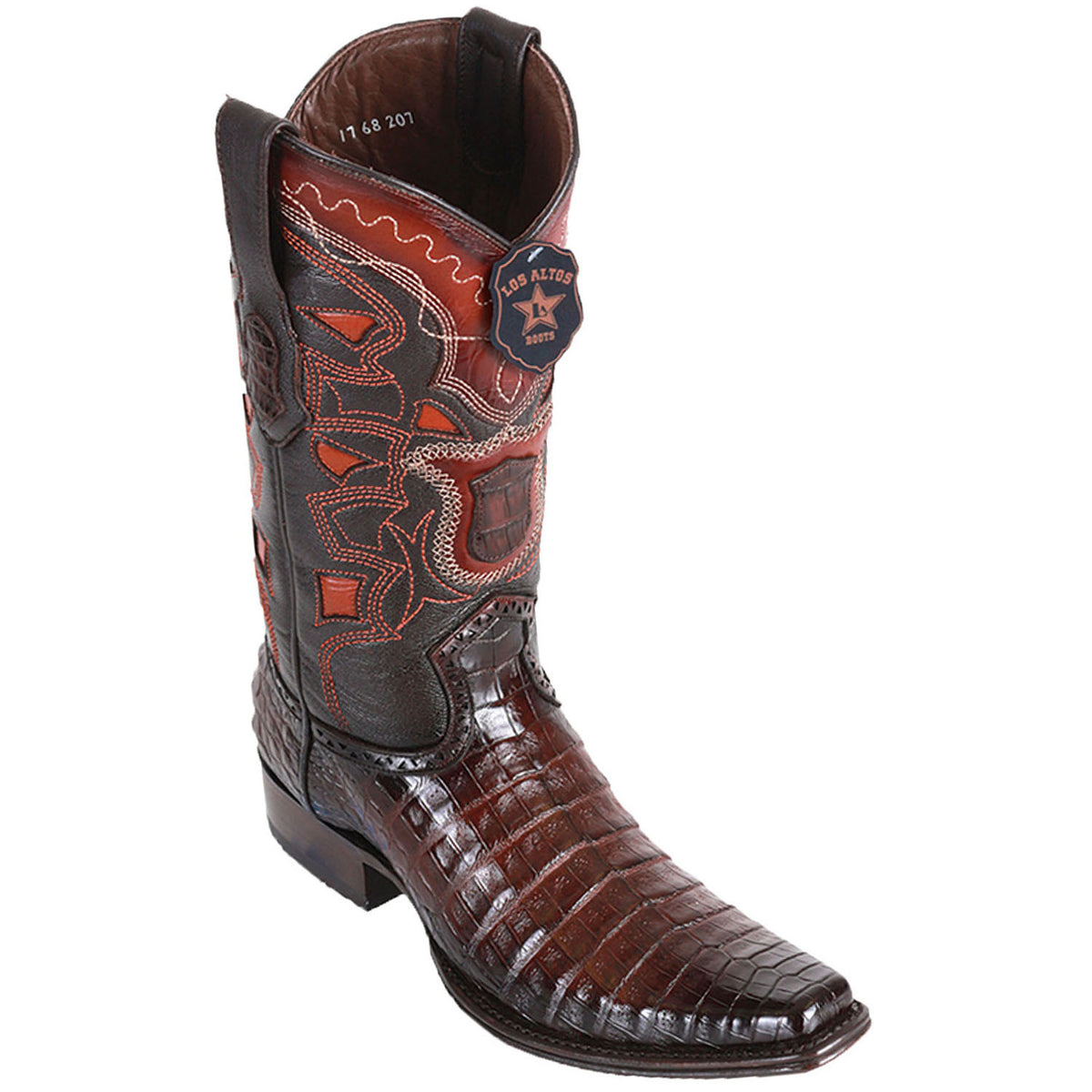 Botas de Caiman Panza Original Punta Recortada Cognac Difuminado - Los Altos Boots main image 0