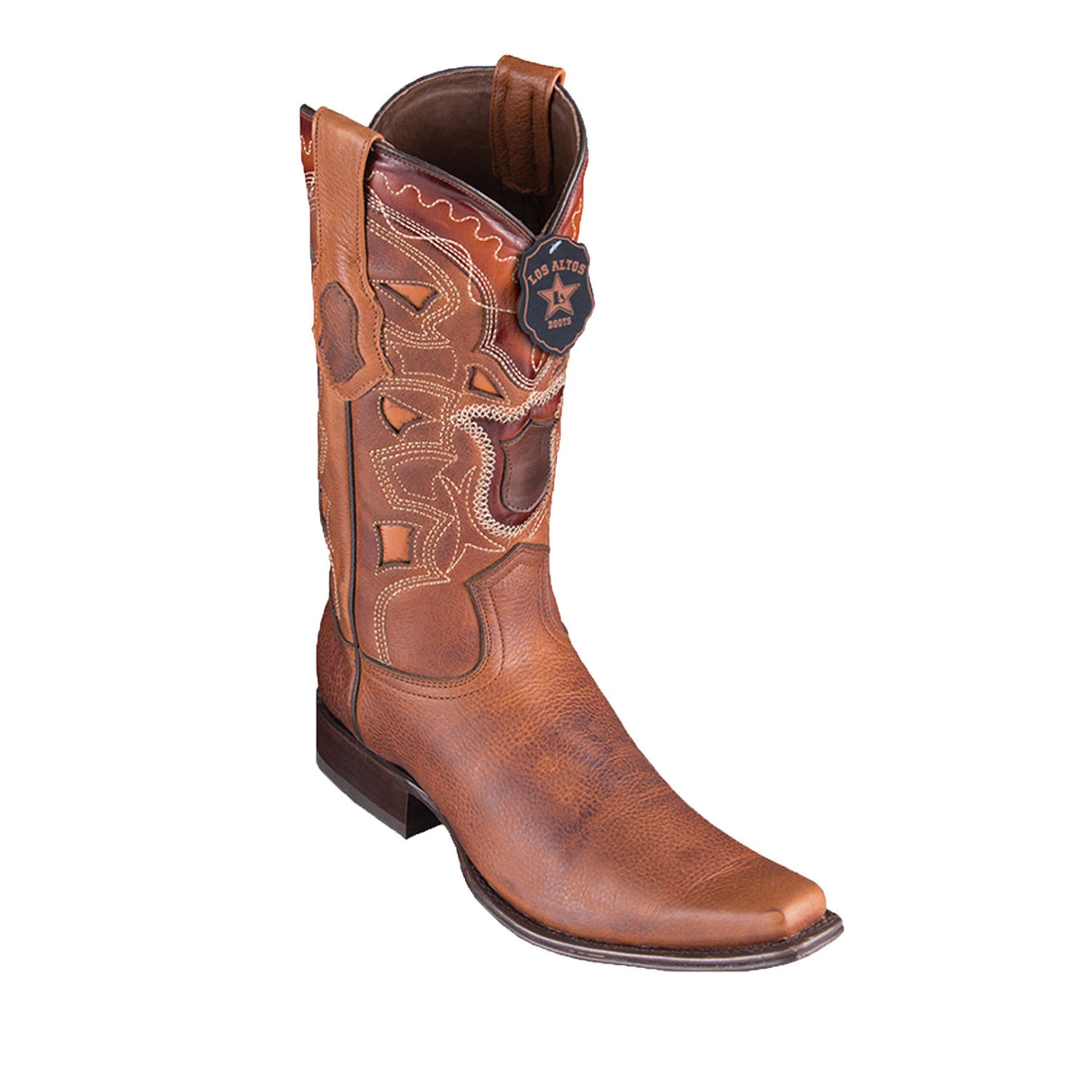Western Genuine Leather European Square Toe Boots Walnut Color – Los Altos Boots – Side View