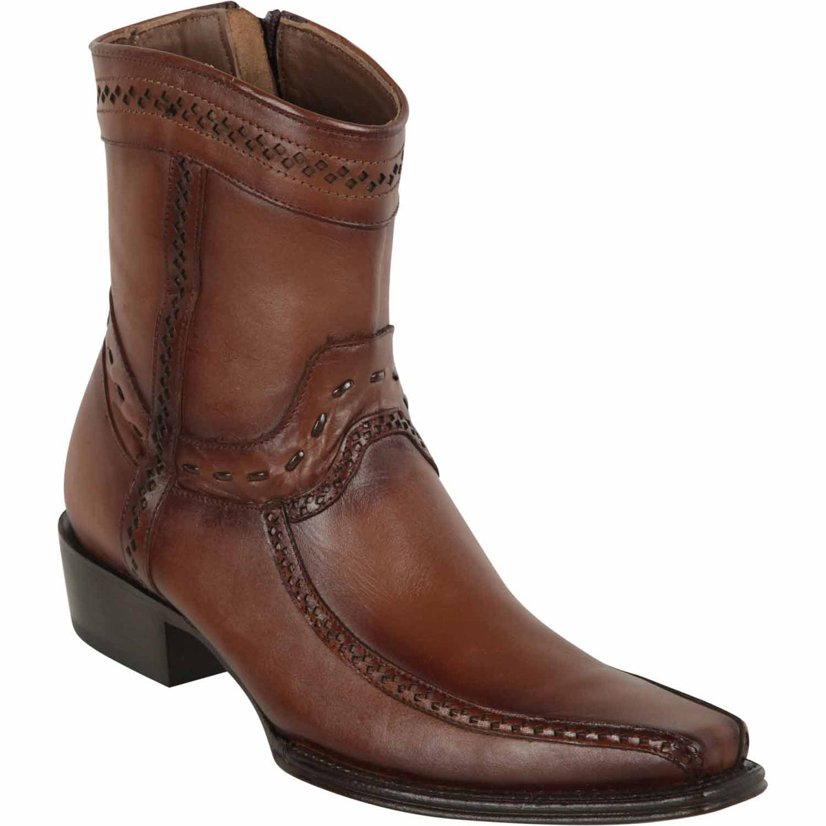 Botas Cortas de Avestruz y Piel Original Punta Europea Color Cafe DIfuminado - Los Altos Boots