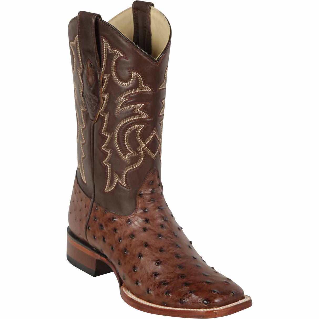 Western Genuine Ostrich Wide Square Toe Boots Kango Color - Los Altos Boots Side View