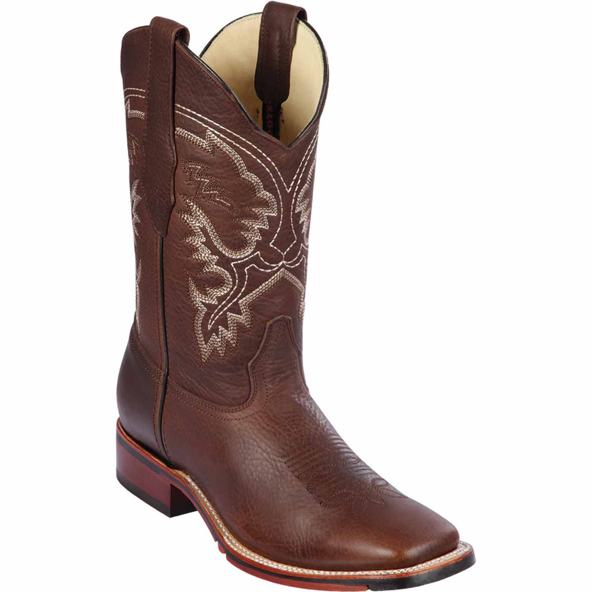 Wester Genuine Leather Wide Square Toe Boots Walnut Color - Los Altos Boots Side View