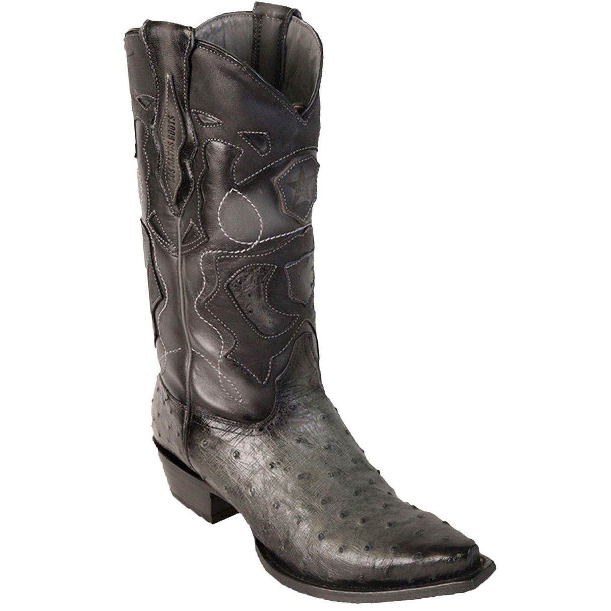 Original Ostrich Boots with Cut Toe Gray Gradient Color - Los Altos Boots