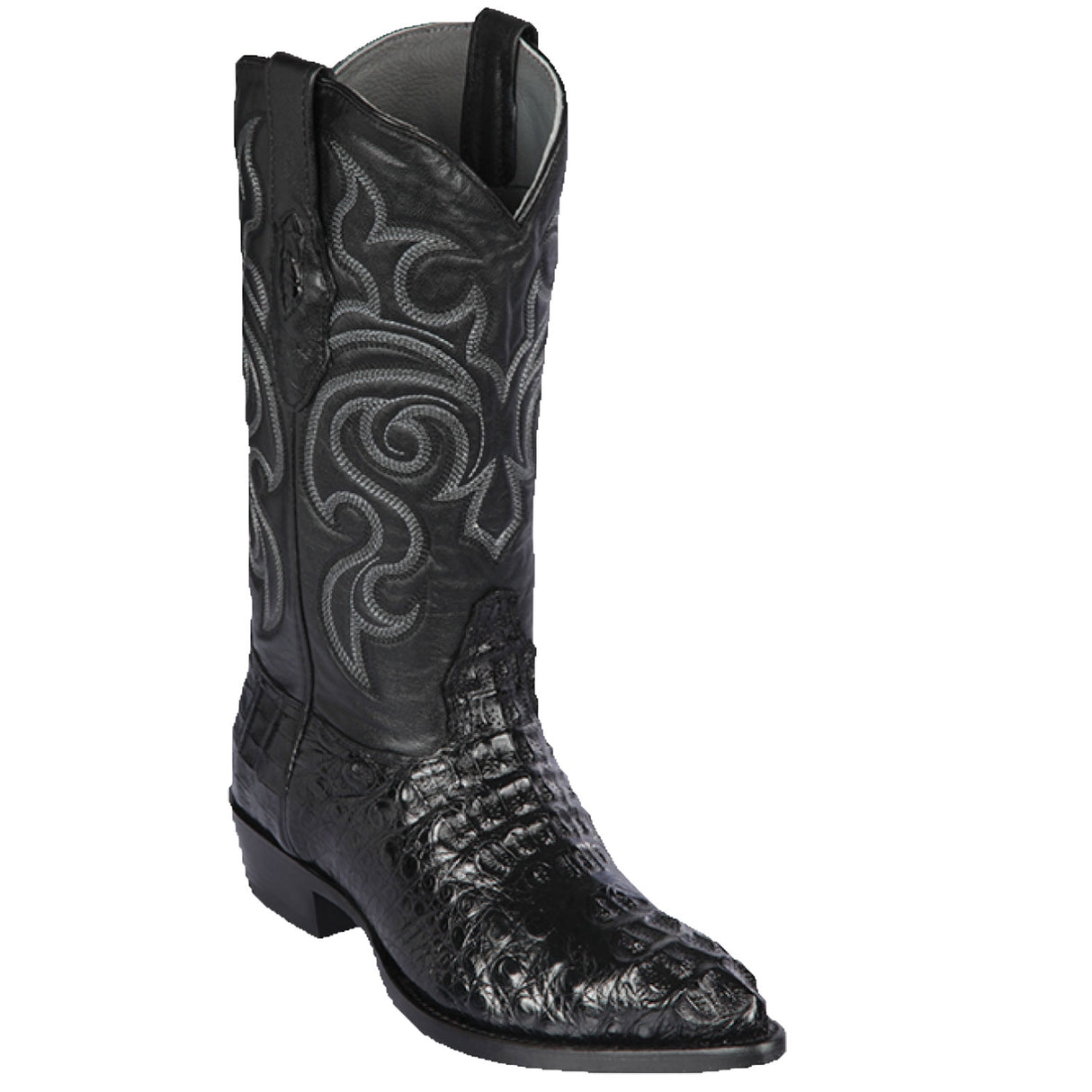 Western Genuine Caiman Hornback Boots J Toe Black Color - Los Altos Boots side view