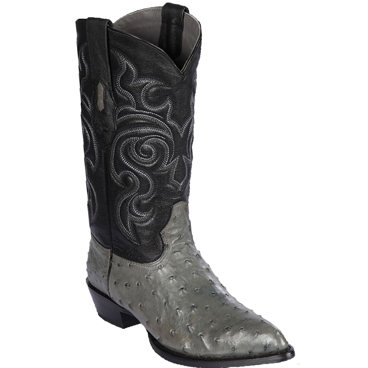 Western Genuine Ostrich Boots J Toe Gray Color - Los Altos Boots side view