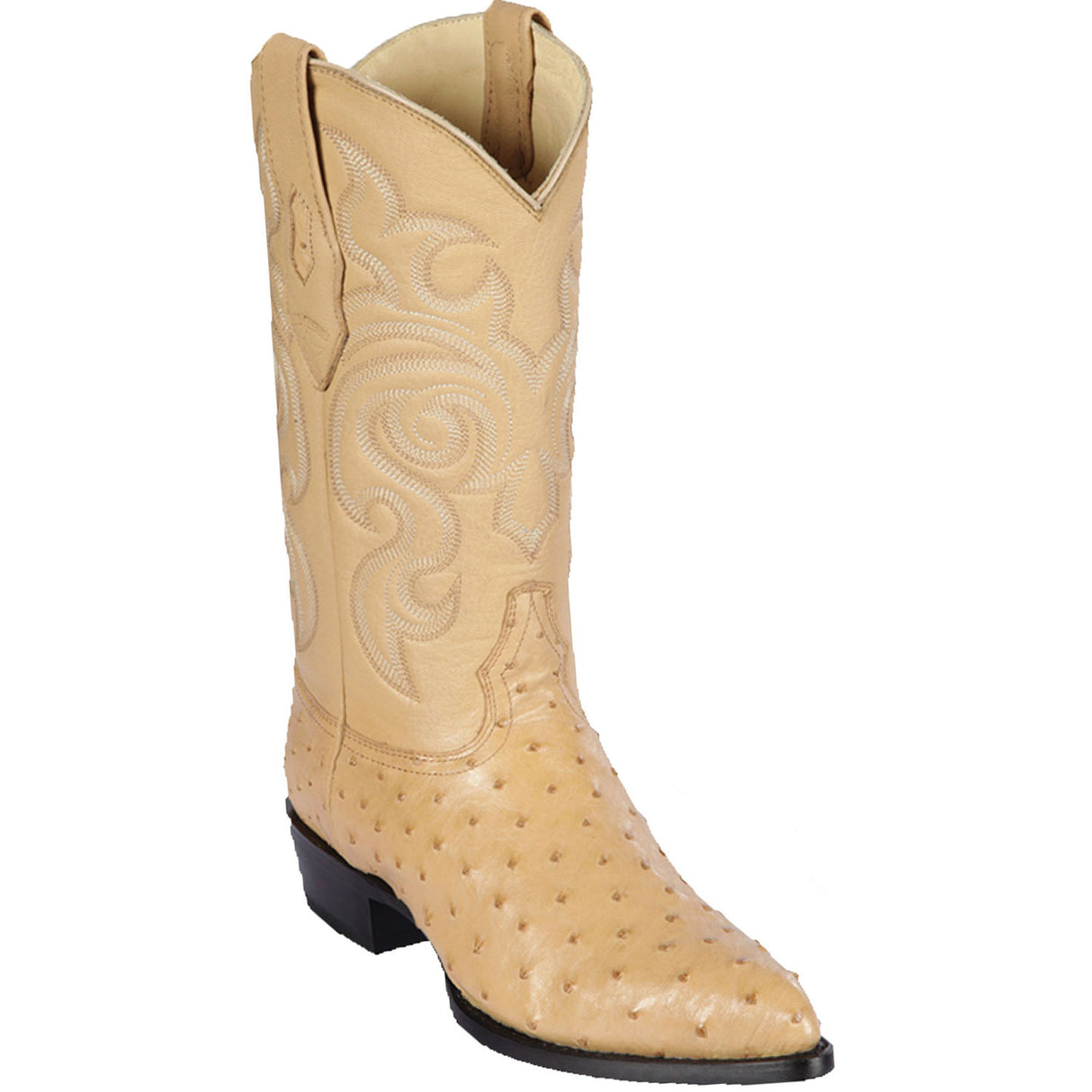 Western Genuine Ostrich Boots J Toe Oryx Sand Color - Los Altos Boots side view