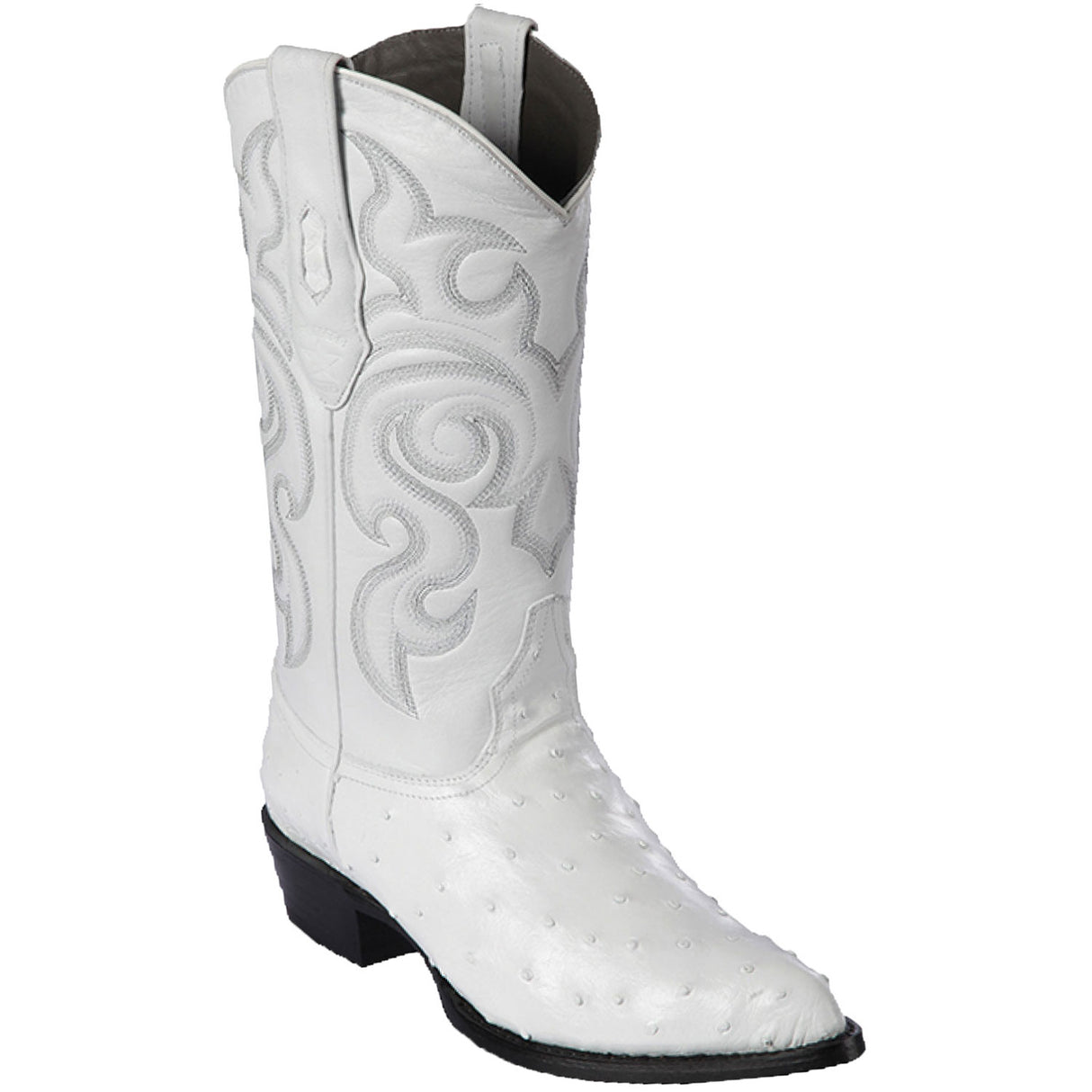 Western Genuine Ostrich Boots J Toe White Color - Los Altos Boots side view