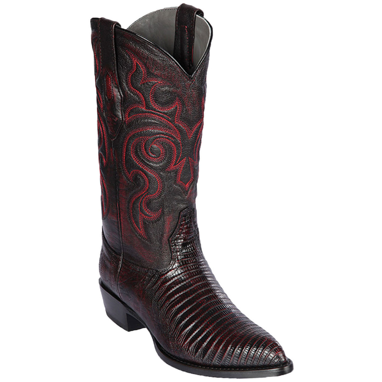 Wester Genuine Teju Boots J-toe Black Cherry Color - 990718- Los Altos Boots Side View