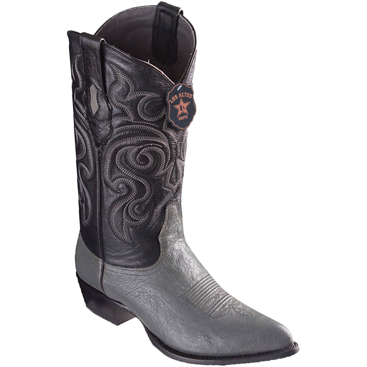 Western Genuine Smooth Ostrich Boots J-toe Gray Color - 999709- Los Altos Boots Side View