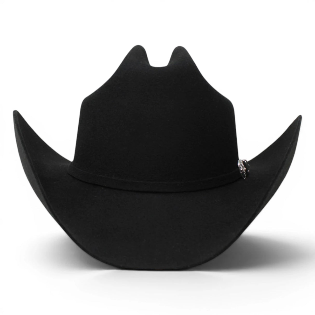 Black Stone 100X Felt Cowboy Hat Joan Sebastian Style - Black - Front View
