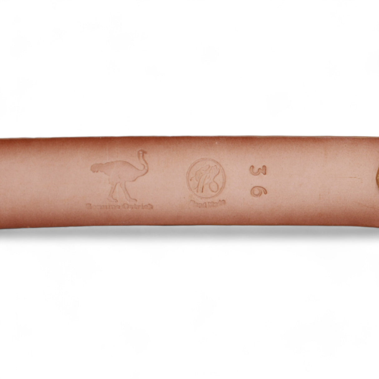 Genuine Ostrich Leather Western Belt Amber Color - Los Altos Boots - Back View