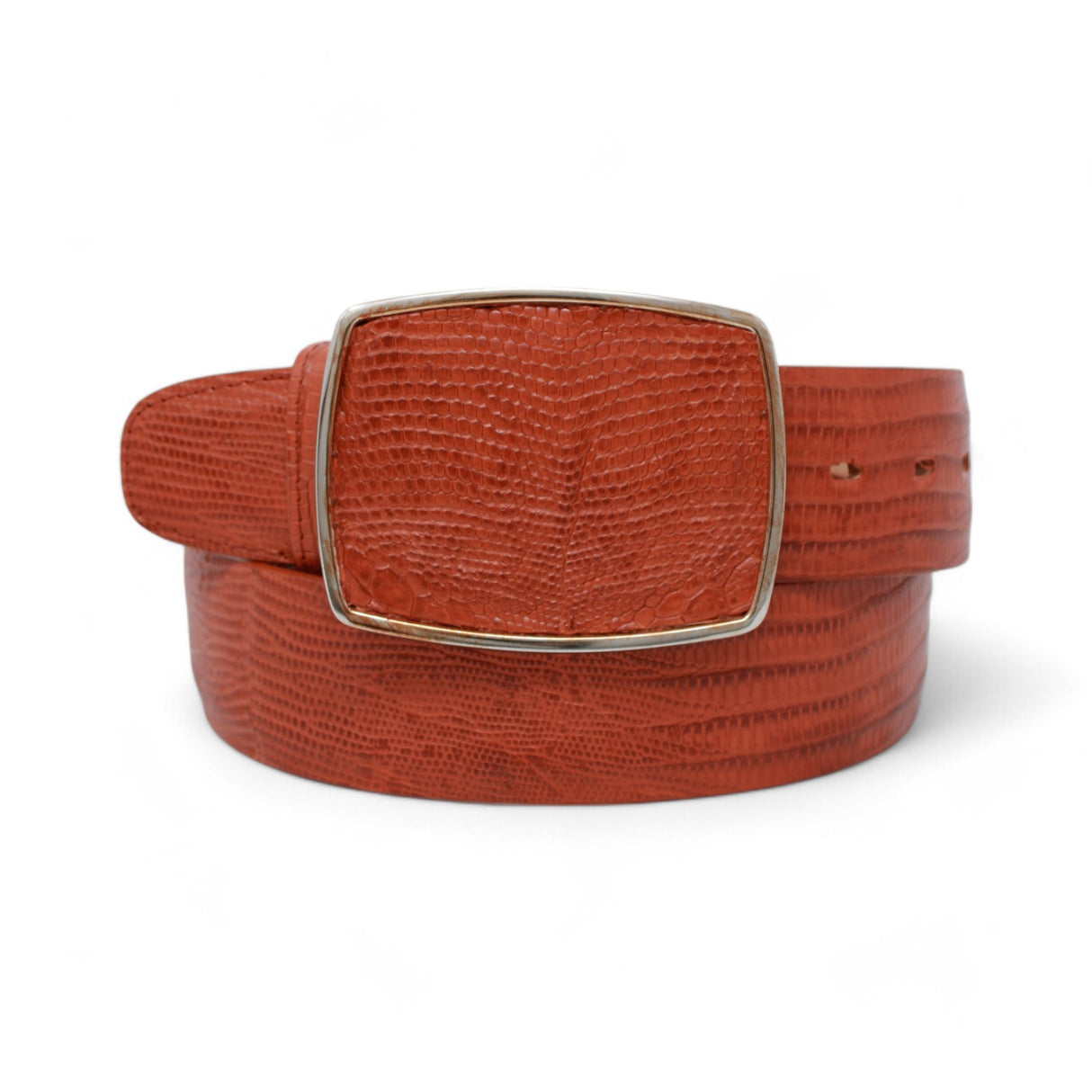 Genuine Teju Lizard Leather Western Belt Cognac Color - Los Altos Boots - Front View