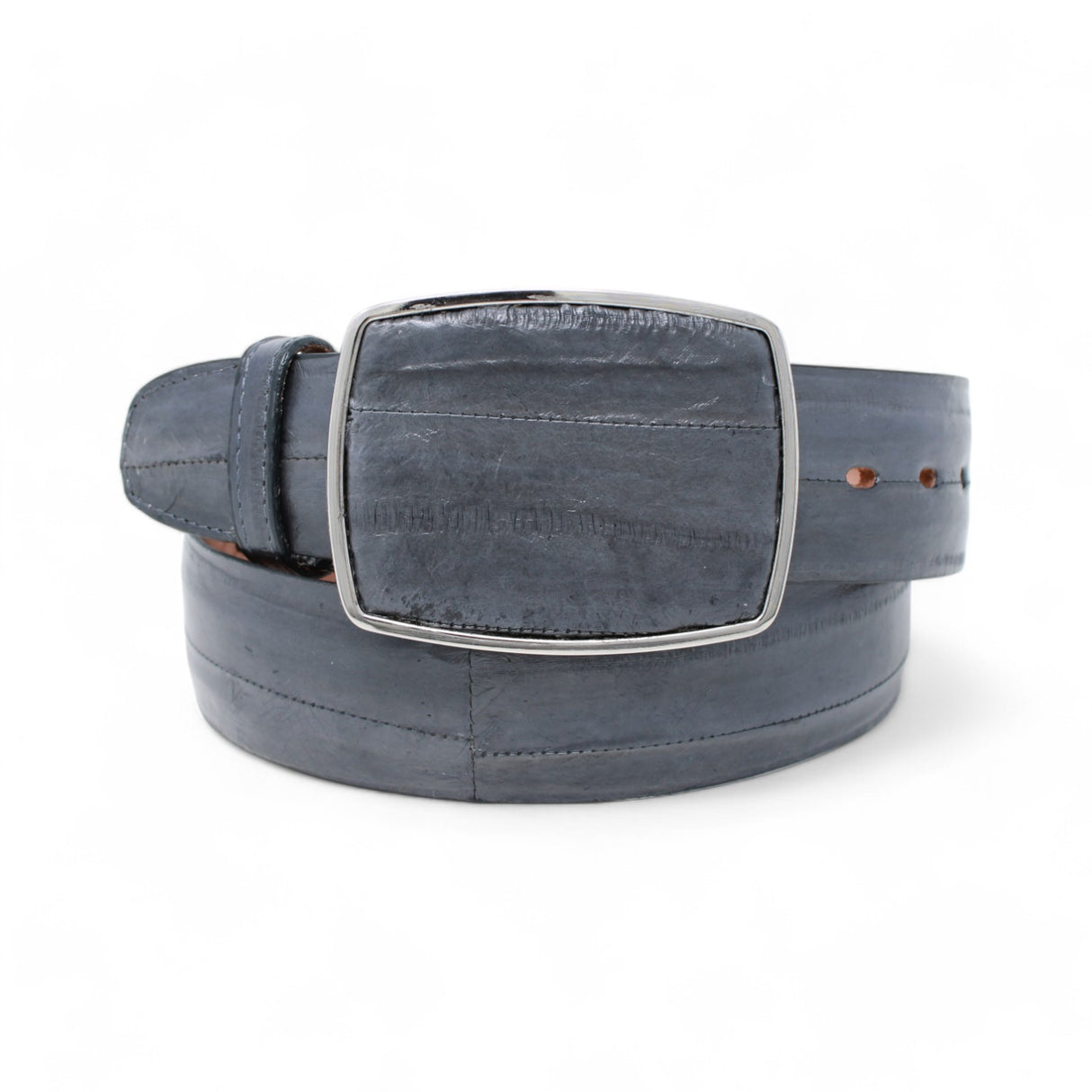 Genuine Eel Cowboy Belt Gray Color - Los Altos Boots - Front View