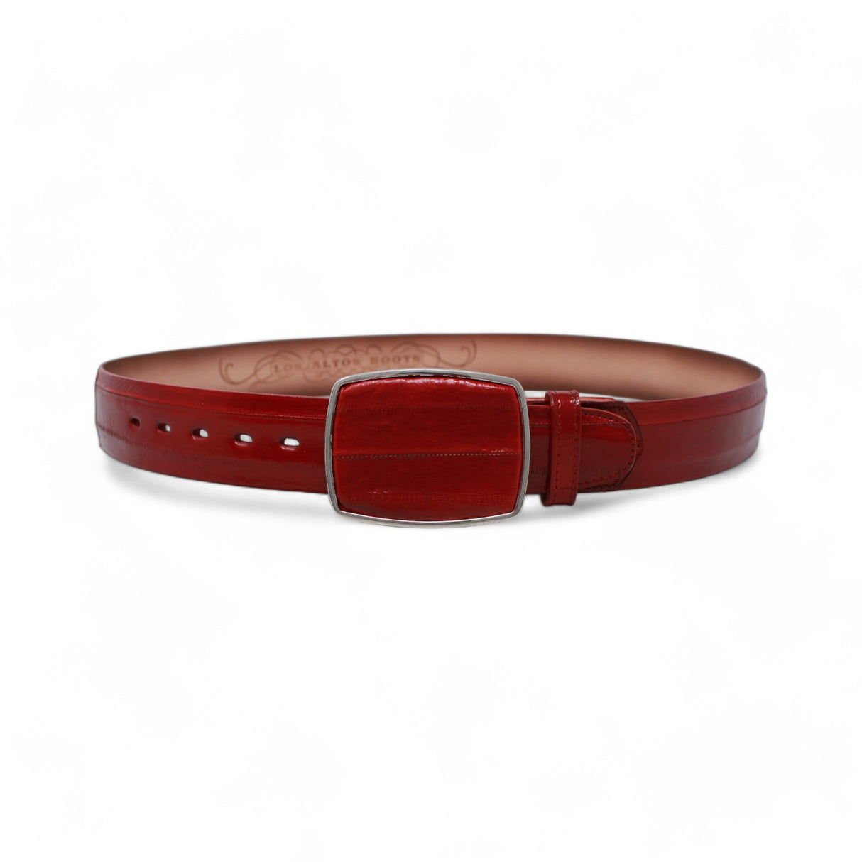 Genuine Eel Cowboy Belt Red Color - Los Altos Boots - Front View