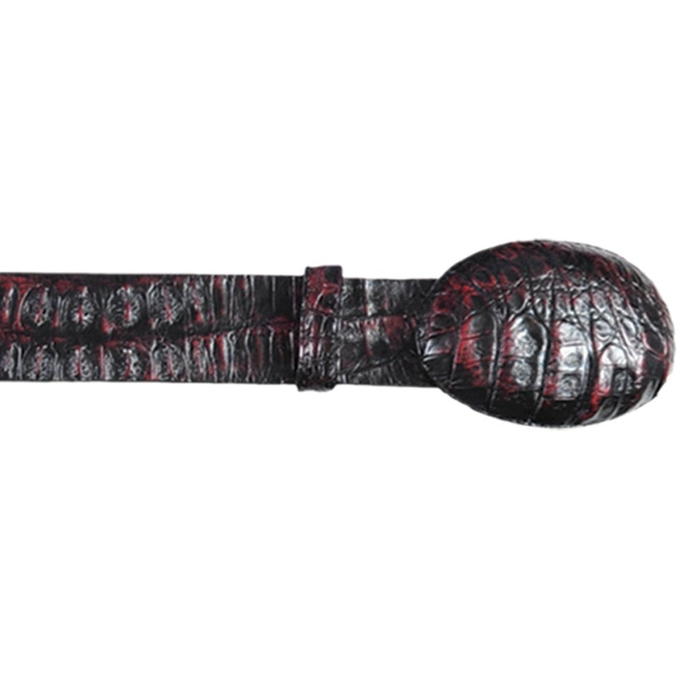 Genuine Caiman Hornback Cowboy Belt Black Cherry Color - Los Altos Boots - Front View