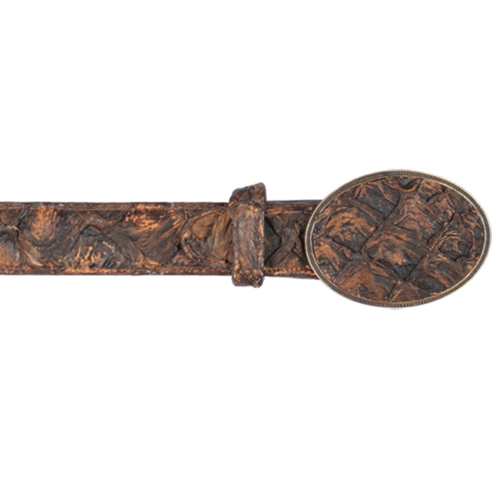 Genuine Piraruccu Cowboy Belt Rustic Cognac Color - Los Altos Boots - Front View