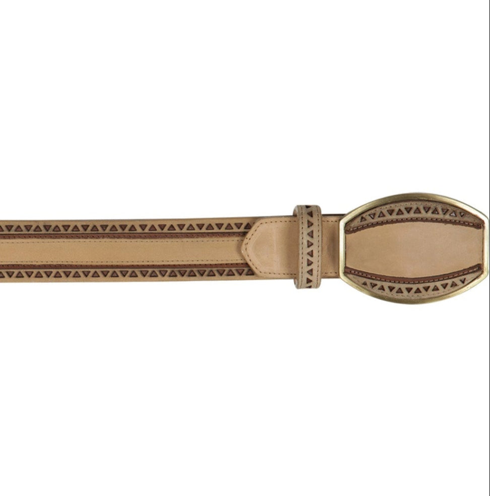 Genuine Leather Nobuck Casual Belt Laser Design Oryx Color - Los Altos Boots -