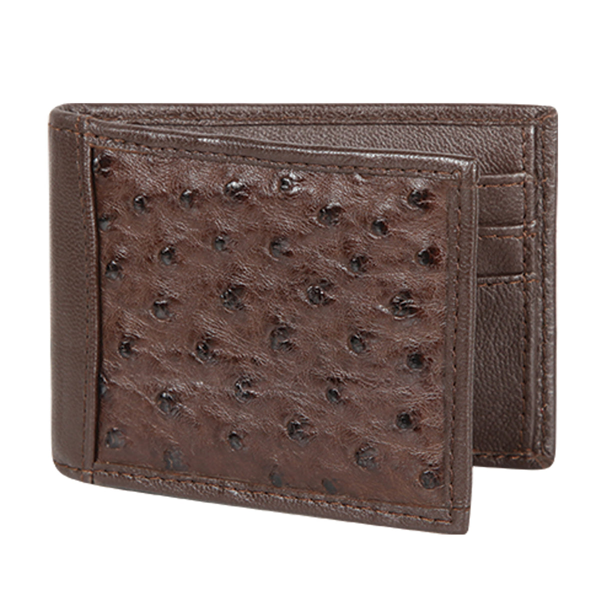 Genuine Leather and Ostrich Wallet Brown Color - Los Altos Boots