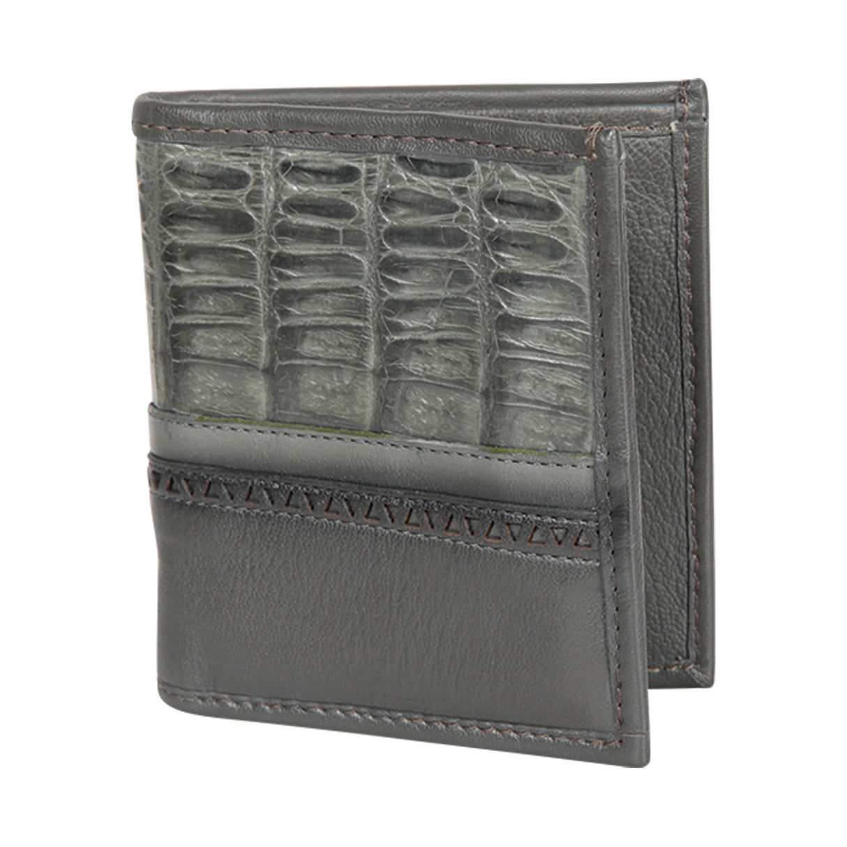 Genuine Leather and Caiman Skin Wallet, Gray Color - Los Altos Boots