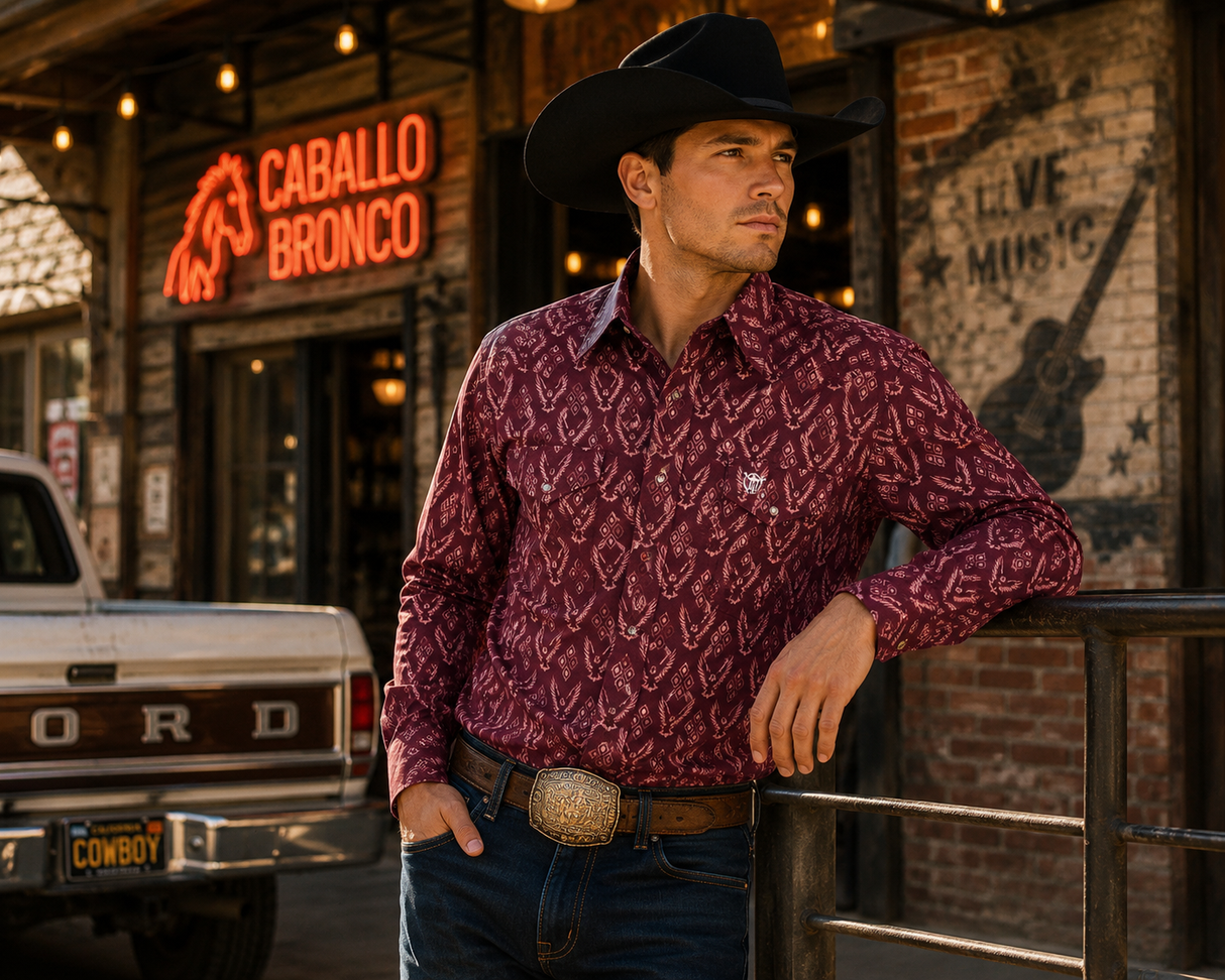 Camisa Vaquera de Manga Larga Cuadros – The American West