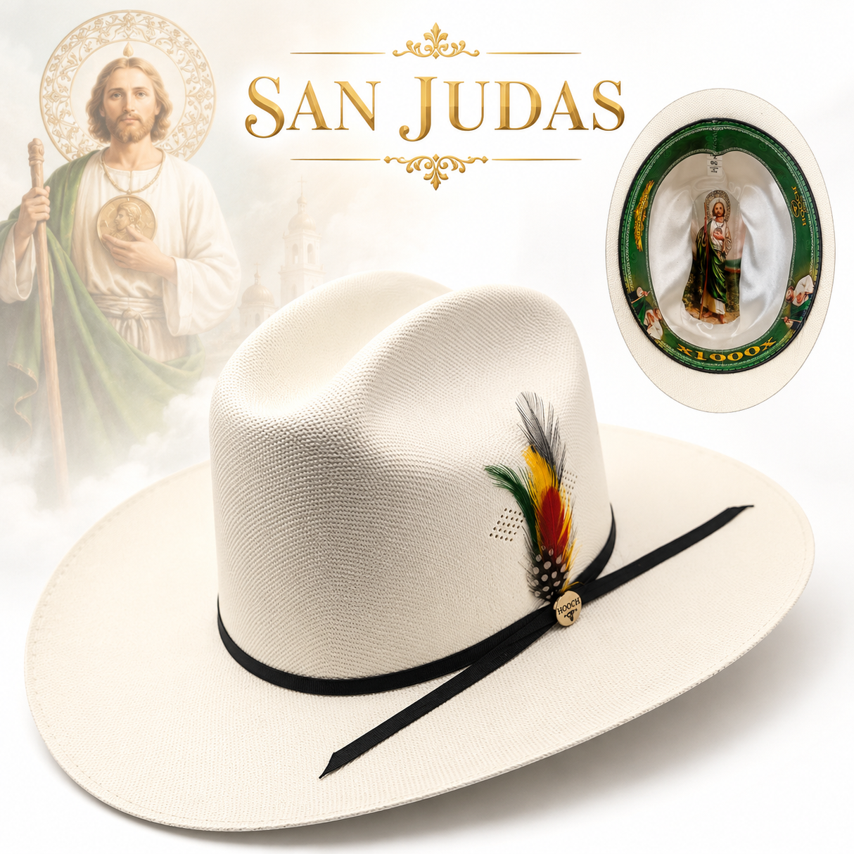 Sombrero Vaquero Telar 1x1 1000X San Judas Tadeo Edition Copa 4.5” y Falda 3.5” – Hooch HSA41