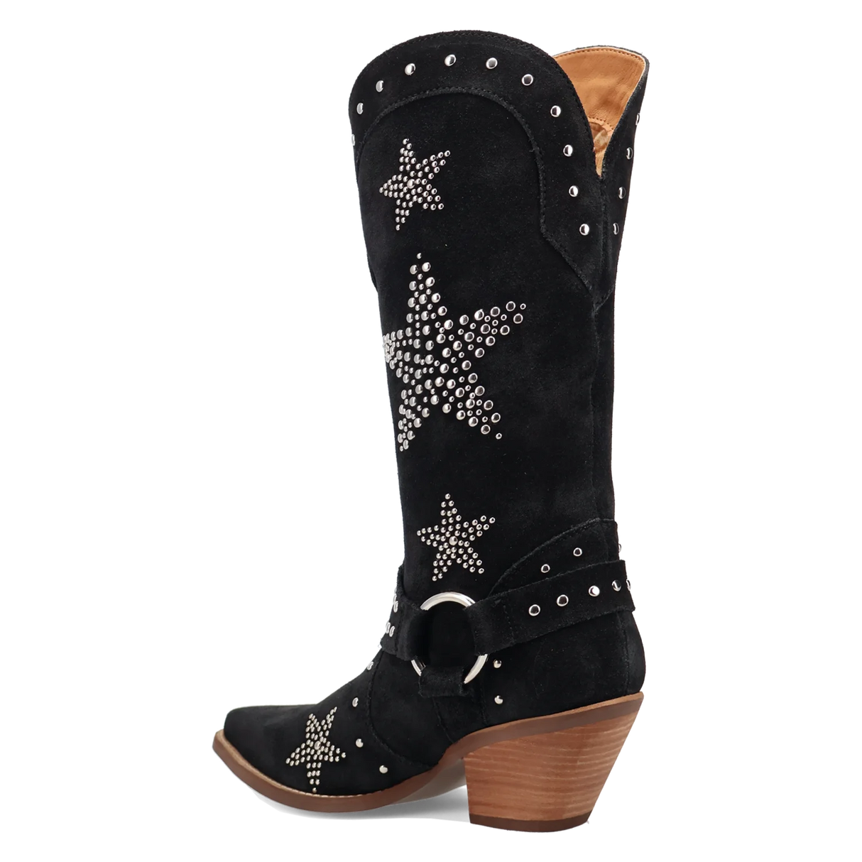 Women's Lucky Stars Suede Leather Boot Black Color - Dingo