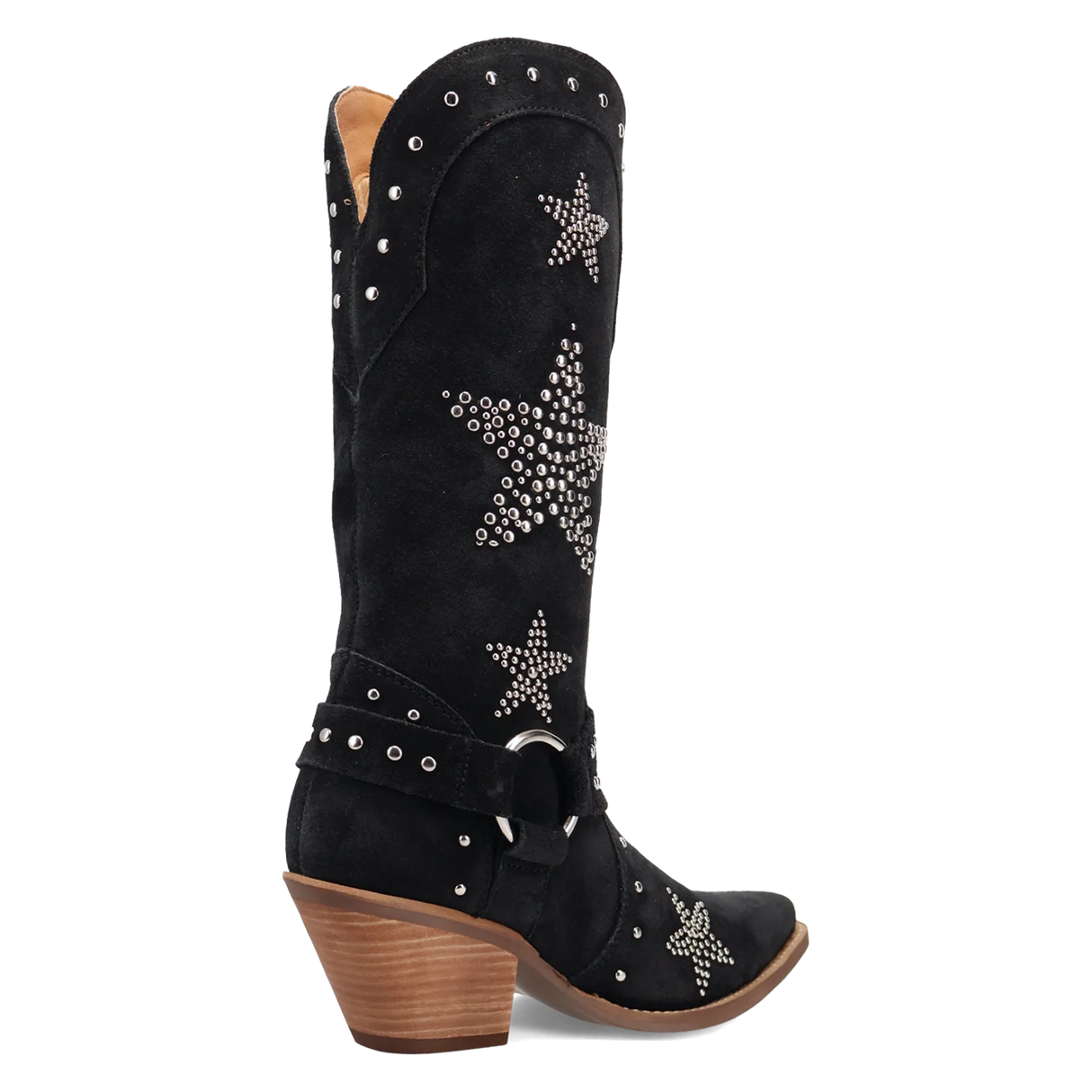 Women's Lucky Stars Suede Leather Boot Black Color - Dingo