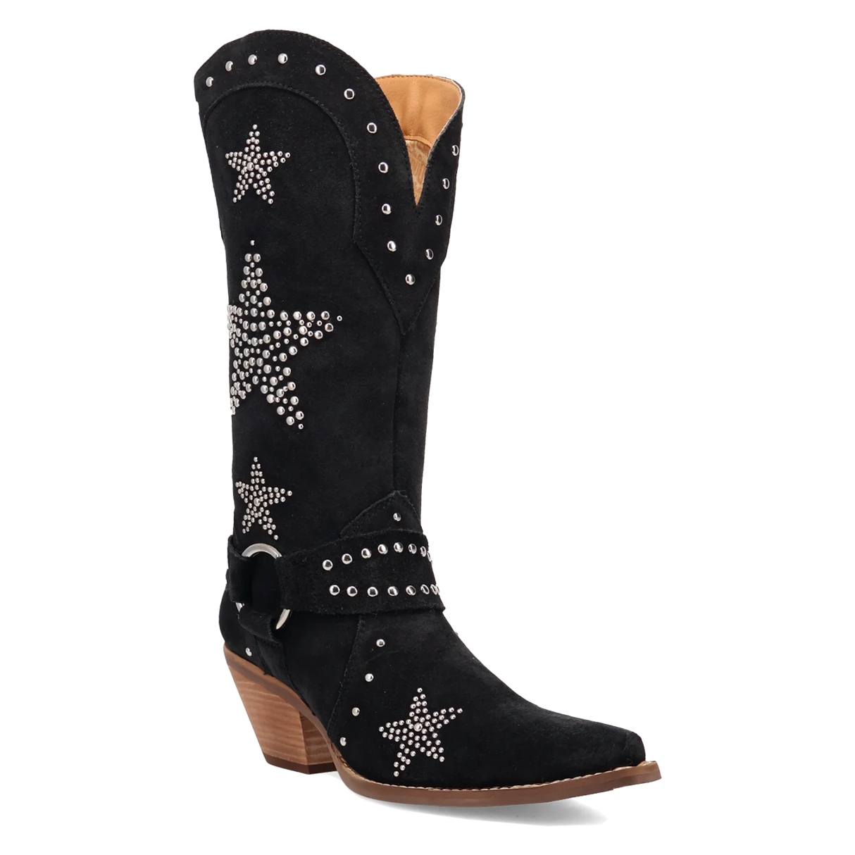Women's Lucky Stars Suede Leather Boot Black Color - Dingo