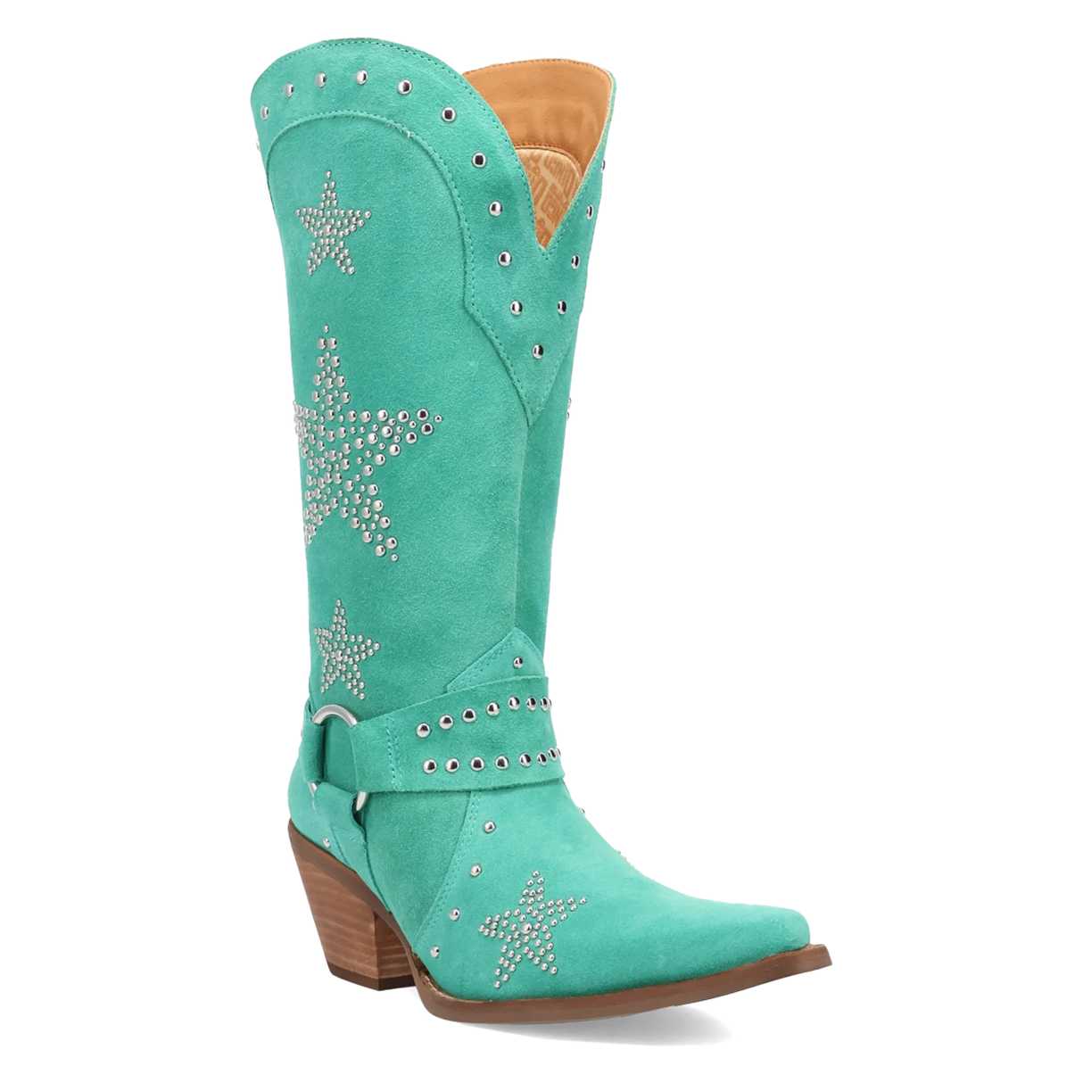 Women's Lucky Stars Suede Leather Boot Green Color - Dingo