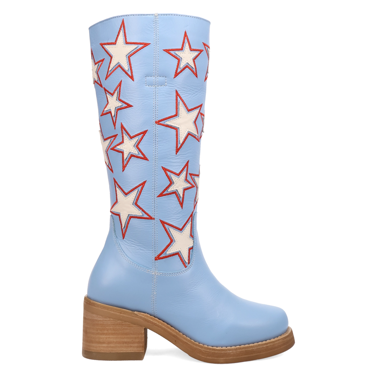 Women's American Dream Leather Round Toe Boots Blue Color - Dingo