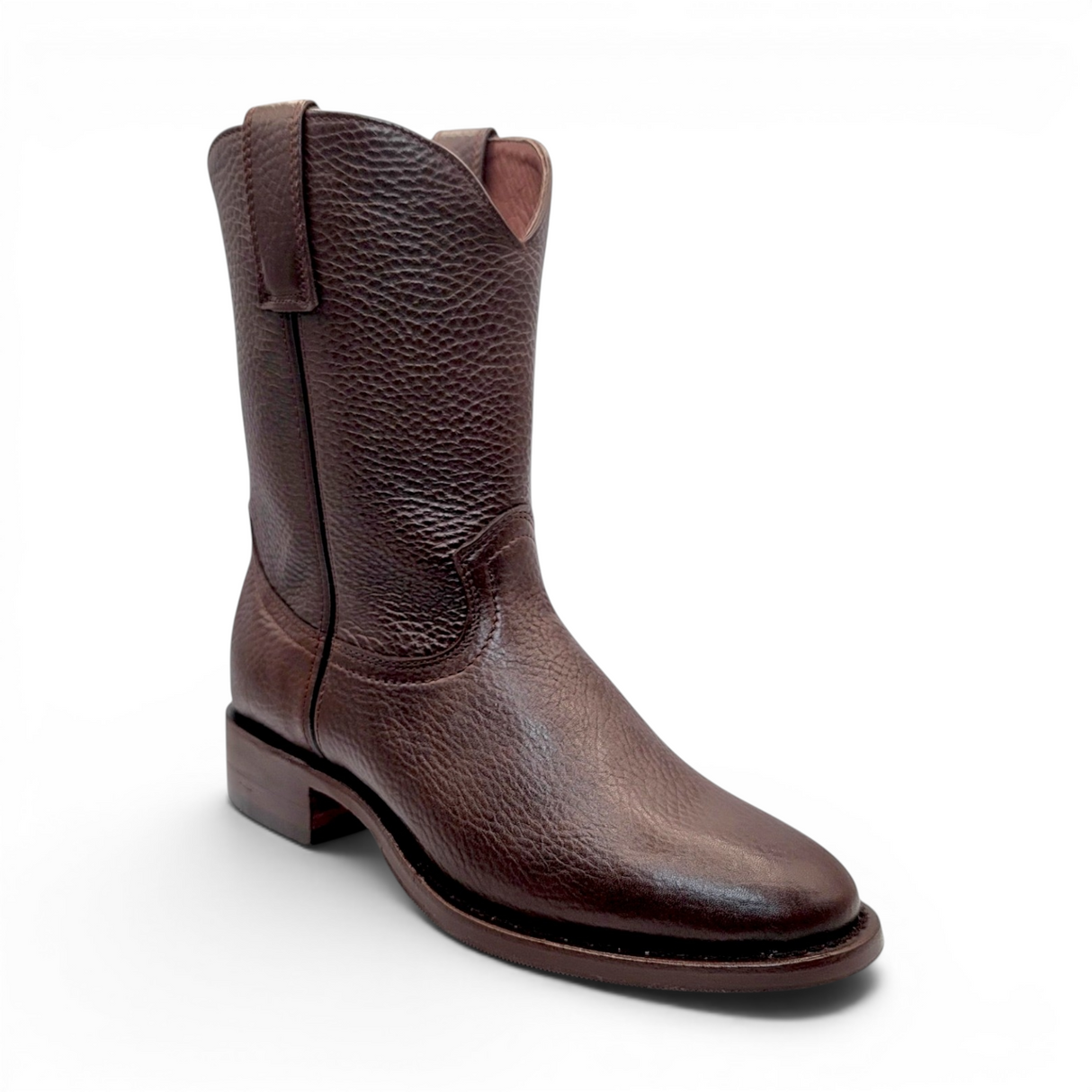 Bota vaquera para hombre punta redonda de piel original color cafe con tacon roper Hooch Boots H52PR9495