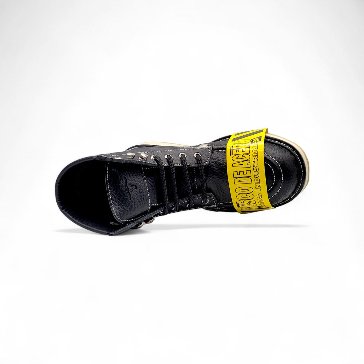 Zapato de trabajo de 6" para hombre punta moc de piel genuina color negro con suela de hule antiderrapante resistente a aceite Hooch Boots H801C05