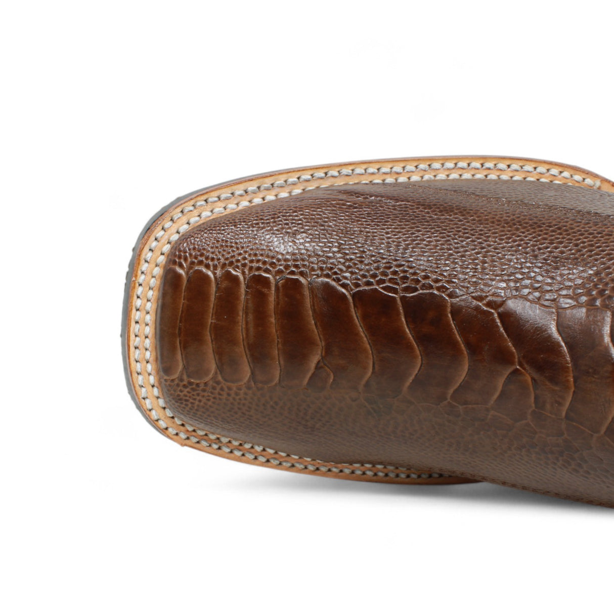 Botas de Avestruz Pata Original Punta Rodeo Cuadrada Ancha Color Cafe - Los Altos Boots