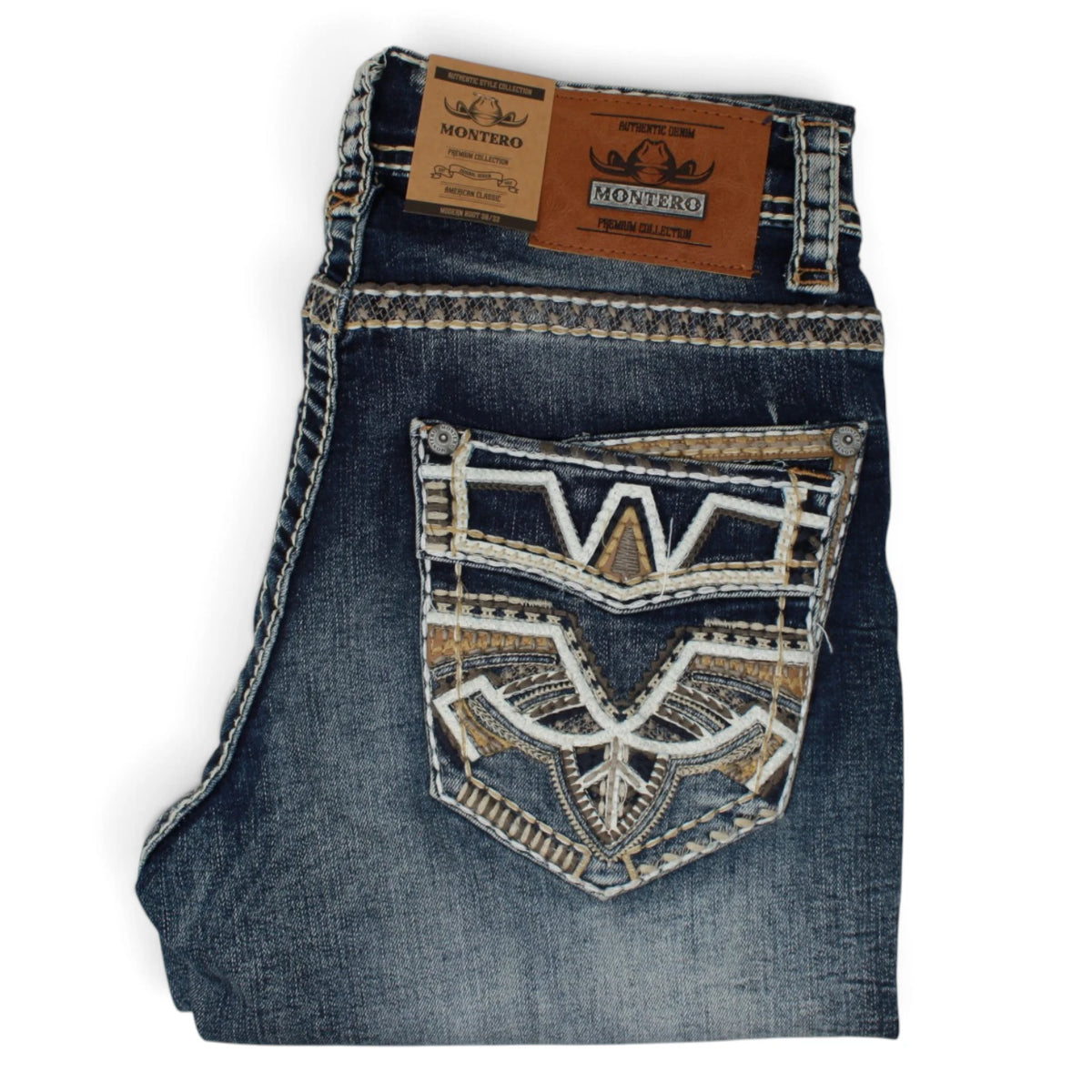 Montero Men's Modern Bootcut Denim Blue Jeans-MON 4682