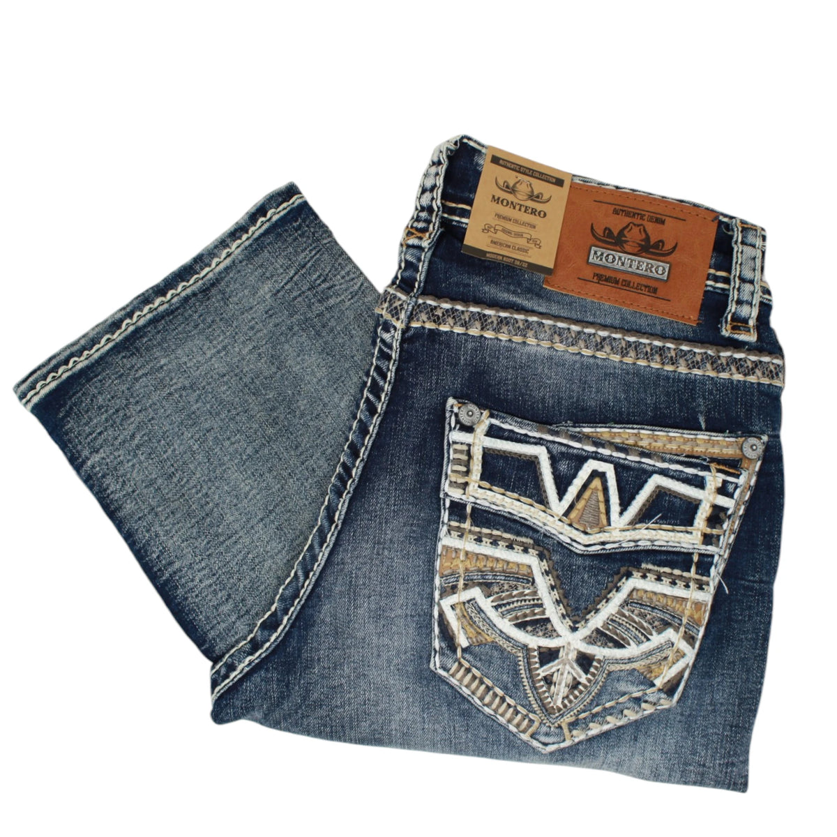 Montero Men's Modern Bootcut Denim Blue Jeans-MON 4682