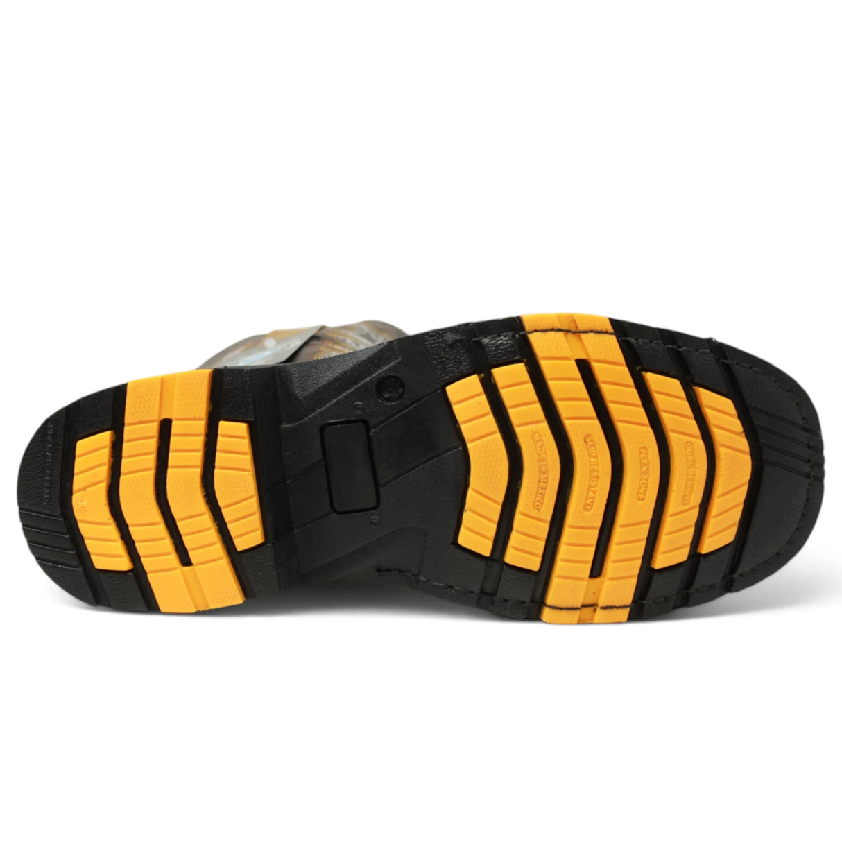 Bota de trabajo para hombre en piel color miel con punta cuadrada, bordado western y suela de doble densidad resistente. sole
