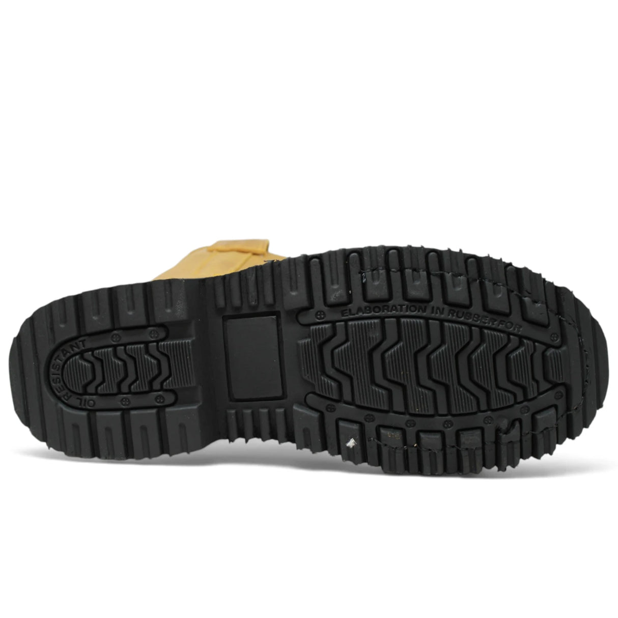 Bota de trabajo para hombre de piel con punta redonda y suela de hule Tractor de alta tracción, disponible en miel, sole